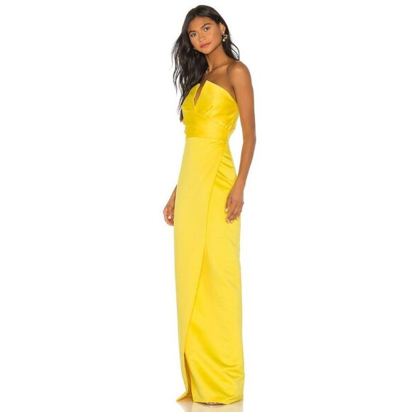 Jay Godfrey Womens Size 00 Darcy Yellow Strapless Column Gown Long‎ Maxi Dress - Picture 2 of 4